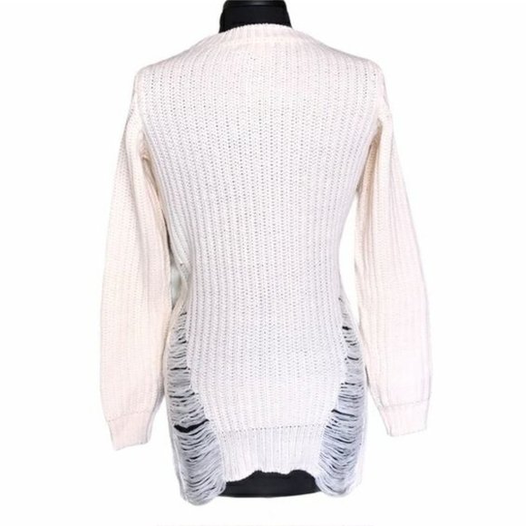 Venus Distressed Knitted Off White Sweater - Picture 4 of 6